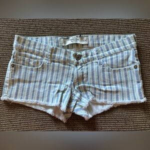Abercrombie & Fitch Cotton Mini Shorts blue white stripes Women size00 w24